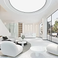 Modern Beauty And Hair Salon Interior With Marble Reception Desk Sofa Seating Open Space Design