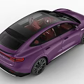 Sleek Purple Electric Coupe SUV Car With Red Interior And Modern Sporty Design