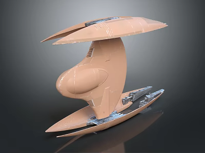 Futuristic Mechanical Structure With Brown Body And Metallic Components Unique Design And Shiny Base 3d model