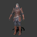 Game Movie Character With Masked Face And Dark Leather Padded Armor Design