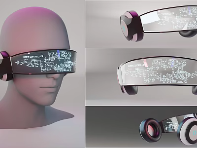 Smart Entertainment Electronics Headset With Transparent Display And Immersive Digital Code Patterns 3d model