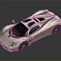 Silver Supercar with Streamlined Body Aerodynamic Design Large Wheels and Rear Spoiler