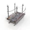 Industrial Equipment Platform With Tall Towers Cables And Metal Framework