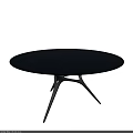 Functional Round Table with Black Tabletop Silver Branched Legs and Modern Design 3d model