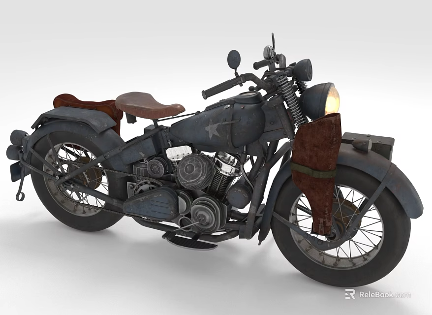 Classic Vintage Motorcycle With Brown Seat And Retro Design Features 3d model 