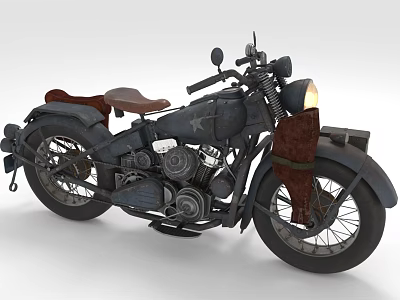 Classic Vintage Motorcycle With Brown Seat And Retro Design Features 3d model