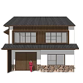 Modern Detached Villa With Wooden Exterior Stone Base And Sloped Tile Roof