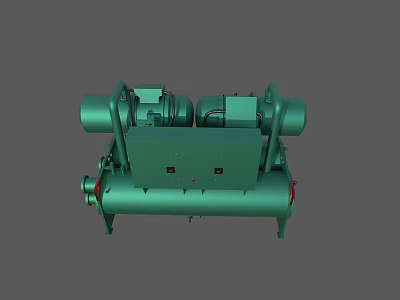 Heavy Duty Green Industrial Equipment Featuring Dual Motors Control Panel And Piping Joints 3d model
