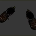 Brown Leather Work Boots With Laces Stitching Details And Rubber Sole Design