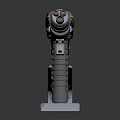 Futuristic Sci Fi Weapon With Yellow Gray Design And Silver Base Stand 3d model