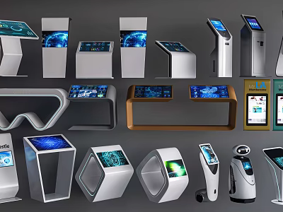 Public Facilities Featuring Various Smart Interactive Touchscreen Self Service Terminals And Kiosks 3d model