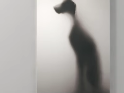 Long Dog Shadow Silhouette Against White Background With Soft Lighting 3d model