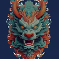 Traditional Dragon Head Carving With Vibrant Colors And Intricate Artistic Details