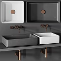 Modern Bathroom Washbasins With White Gray Finishes And Copper Faucet Features