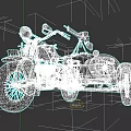 Vintage Military Green Motorcycle With Sidecar And Red Emblem Design