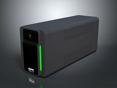 APC Gray Electronic Device With Green Indicator Light And Front Logo 3d model