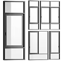 Different Modern Window Designs With Black Frames And Panel Configurations 3d model