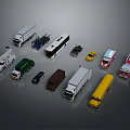 Various Types of Vehicle Toy Models Including Trucks Buses and Cars