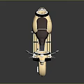 Vintage Cream Colored Scooter With Brown Leather Seat And Chrome Mirrors