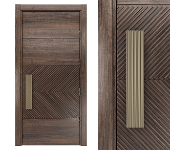 Modern single door entry door 3d model