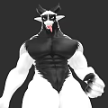 Muscular Black And White Horned Man With Toned Body Standing Pose