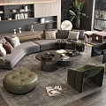 Minotti Sofa Coffee Table Combination Multi-person Corner Sofa Coffee Table Leisure Chair Side Table Corner Table 3d model