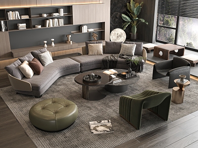 Minotti Sofa Coffee Table Combination Multi-person Corner Sofa Coffee Table Leisure Chair Side Table Corner Table 3d model