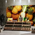 Commercial Equipment For Pineapple Product Display With Retail Setup And Photography Gear