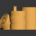 Household Gold Coins With Euro Symbol Stacked And Single On Black