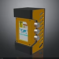 Industrial Electronic Control Unit With Orange Black Casing Warning Label And Knobs