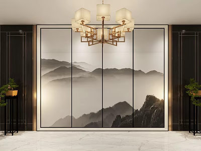 Light luxury background wall 3d model