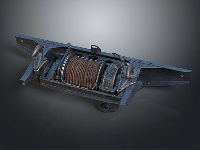 Vintage Industrial Mechanical Part With Coiled Spring And Metal Frame Structure 3d model