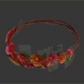 Decorative Flower Crown With Pink Orange Flowers And Green Leaves For Daily Use
