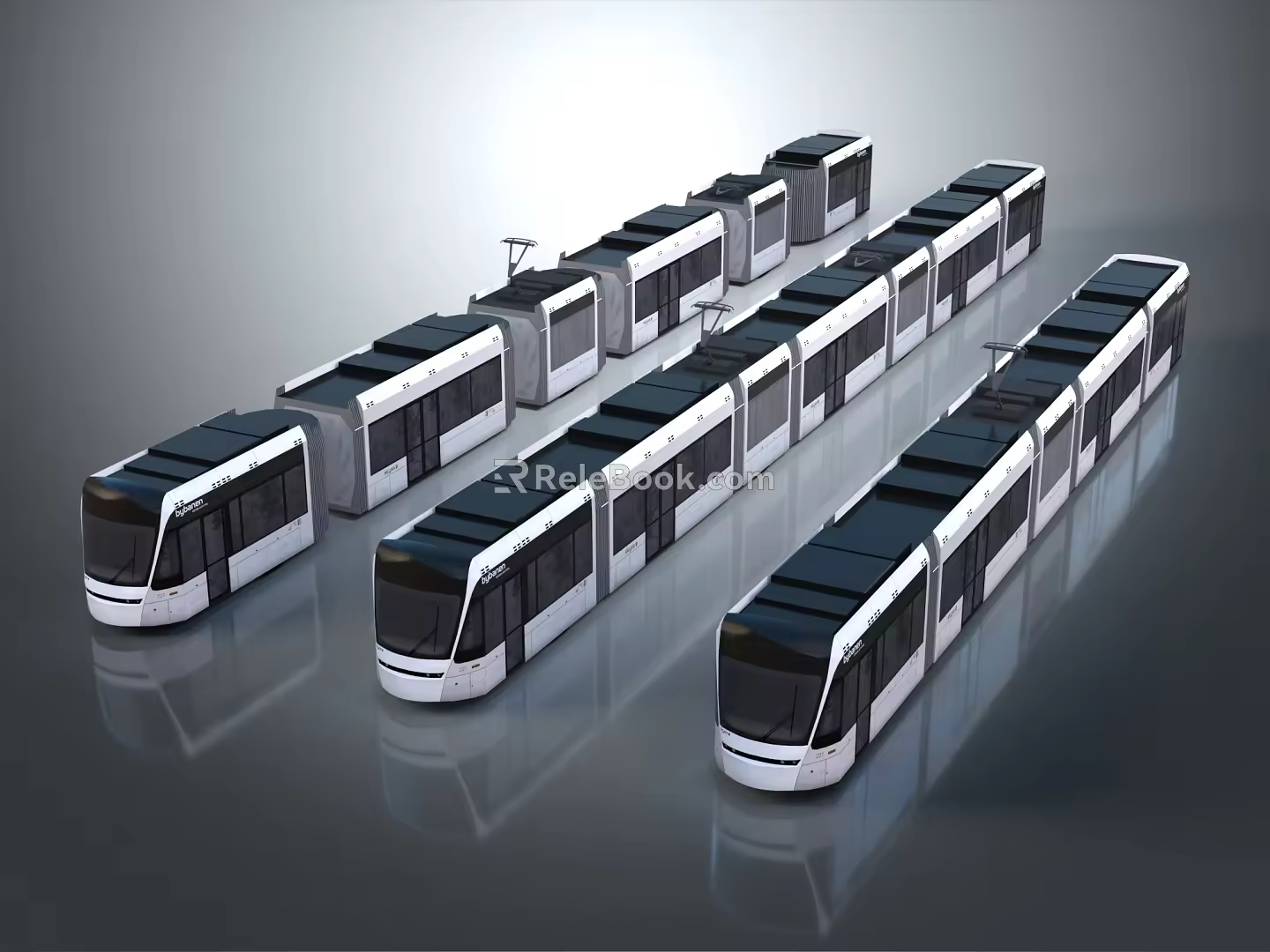 modern light rail train subway high-speed rail 3d model