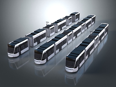 modern light rail train subway high-speed rail 3d model