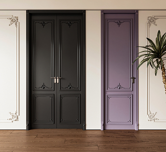 French Double Door Combination 3d model