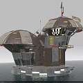 Futuristic Water Based Architecture With Metallic Dome Structures And Tech Features