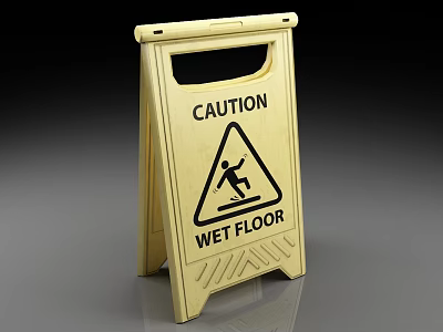Wet sign warning sign 3d model