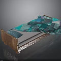 Wooden Bed with White Mattress and Turquoise Patchwork Quilt and Blue Pillow