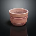 Rustic Handcrafted Terracotta Flower Pot With Striped Texture As Garden Ornament Decor