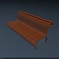 Outdoor Wooden Slat Bench With Metal Support Legs For Garden Seating