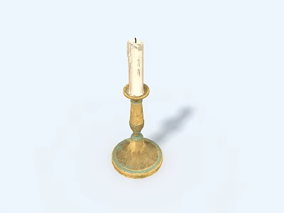 Elegant Candle Lamp With Golden Base And Decorative Design For Home Table Decoration 3d model