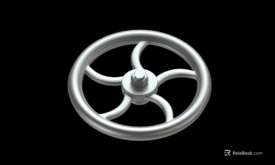 Stainless Steel Metal Handwheel With Spokes And Central Nut For Industrial Equipment 3d model 