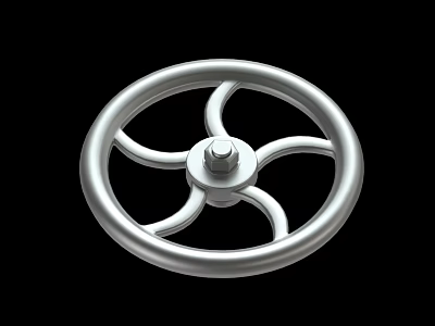 Stainless Steel Metal Handwheel With Spokes And Central Nut For Industrial Equipment 3d model