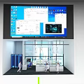 Integrated Monitor System With Large Display And Connected Control Screens