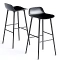 Sleek Modern Black Bar Stools with Sturdy Metal Frame and Ergonomic Curved Design