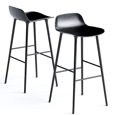 Sleek Modern Black Bar Stools with Sturdy Metal Frame and Ergonomic Curved Design 3d model