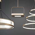 Modern Stylish Pendant Lights Featuring Circular Rings And Square Frame Design 3d model
