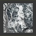 3D Natural Mountain Landscape With Snow Covered Peaks Blue White Tones And Rugged Terrain Texture