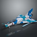 Blue White Camouflage Airplane Model With Pointed Nose Single Seat Tail Fin Wings And Missile